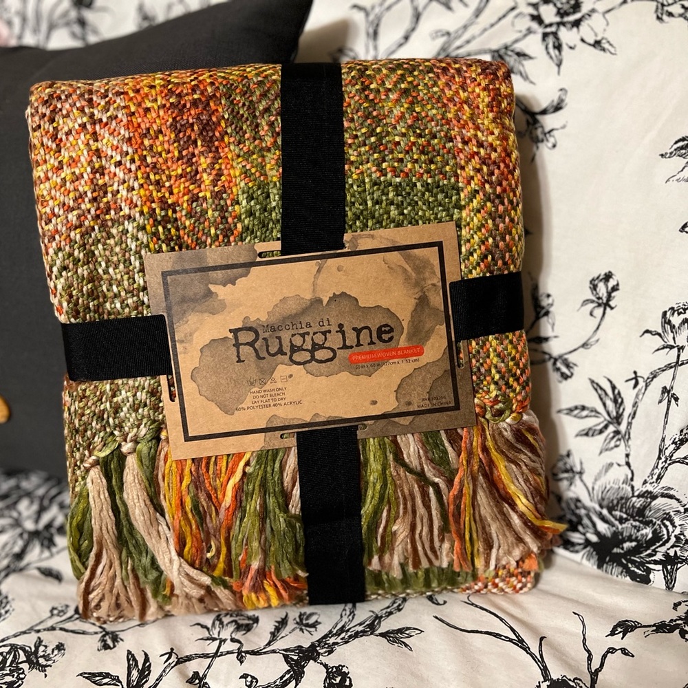🌸💕 Sale Last one  Citrus Chamomile Chunky plaid yarn throw Blanket